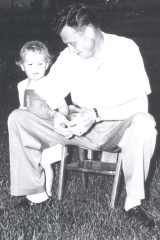 LeeAnn and her father at the homestead, 1957